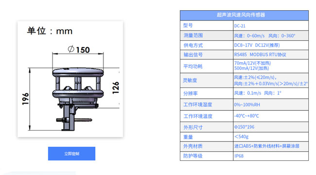 风速风向传感器设计图